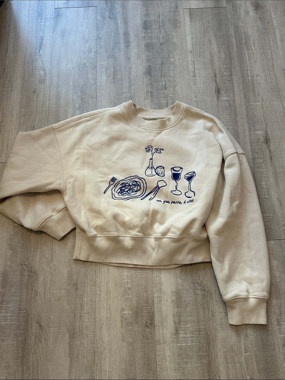 Graphic Cropped Crewneck Sweater